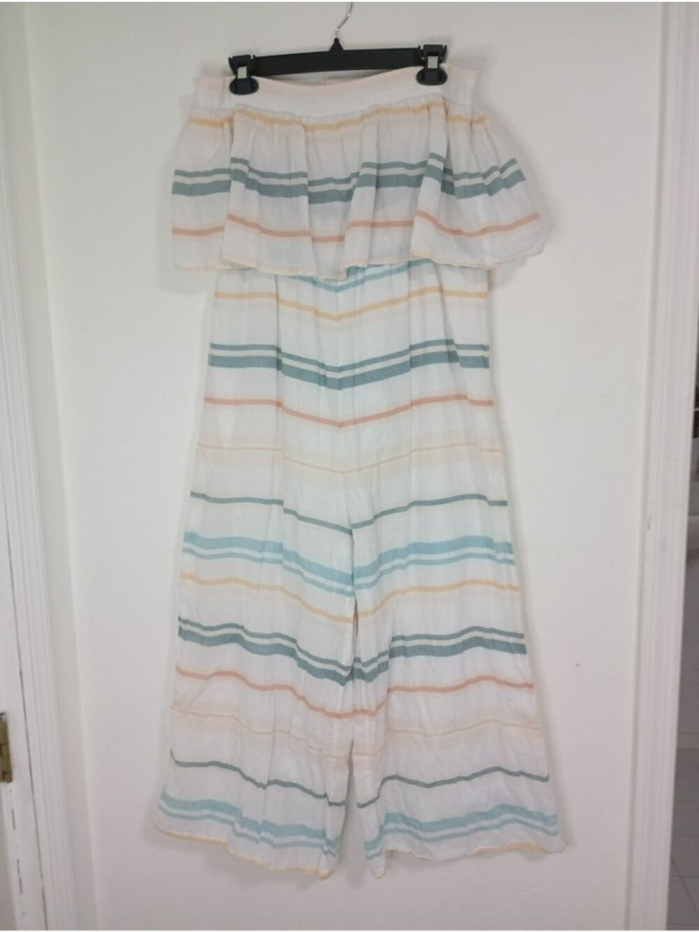 ONeill Womens Off-The-Shoulder Jumpsuit Striped Lightweight Summer Outfit Size X